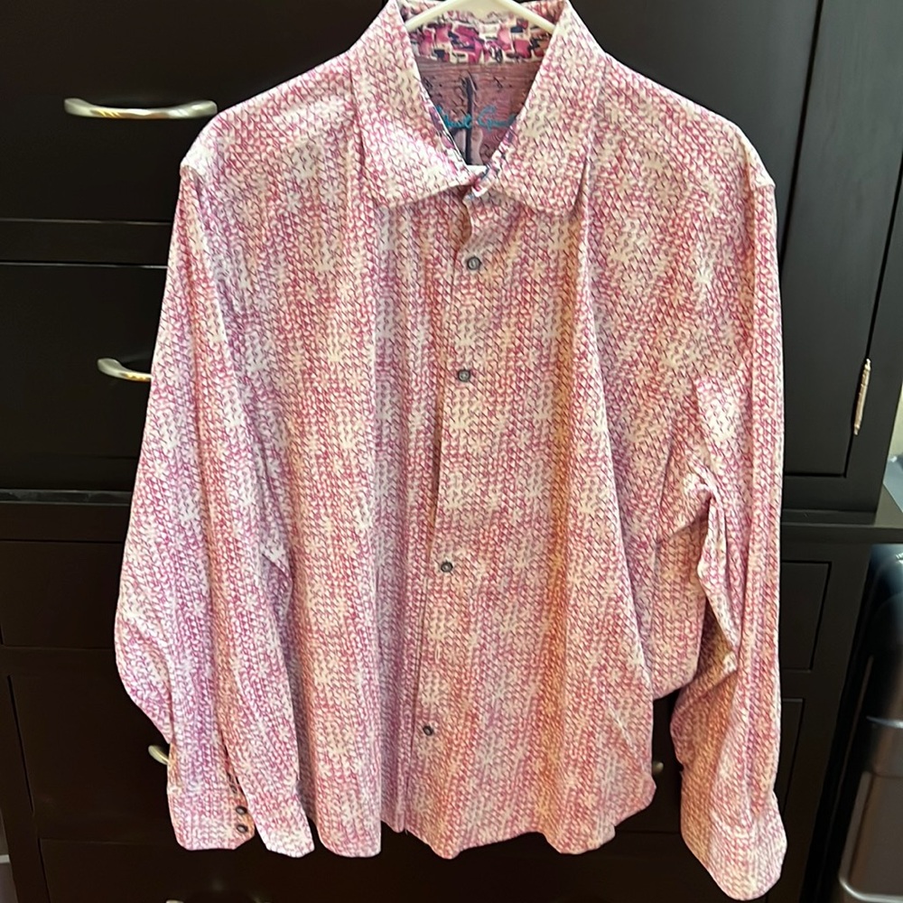 Robert Graham 2XL mens long sleeve shirt with collar/cuff detail. Purple/ pink